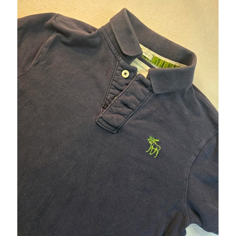 Vintage Abercrombie & Fitch Shirt Mens Medium Navy Muscle Polo Big Moose VTG Y2K